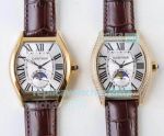 CX Swiss Replica Cartier Roadster Yellow Gold Watch Silver Moonphase Dial